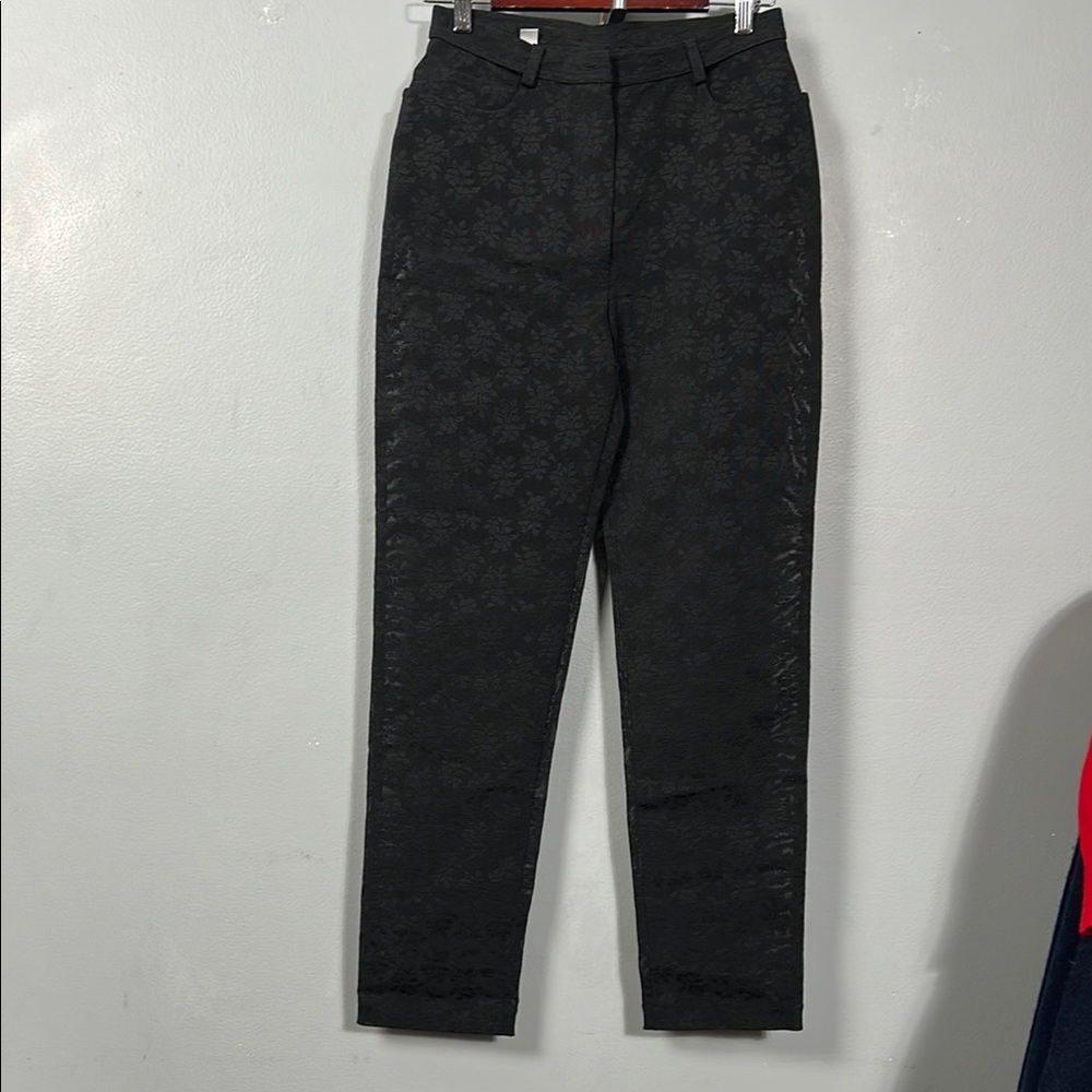 VTG Philosophy Di Alberta Ferretti Black Lace Sheer Floral Sexy  Trousers US 6